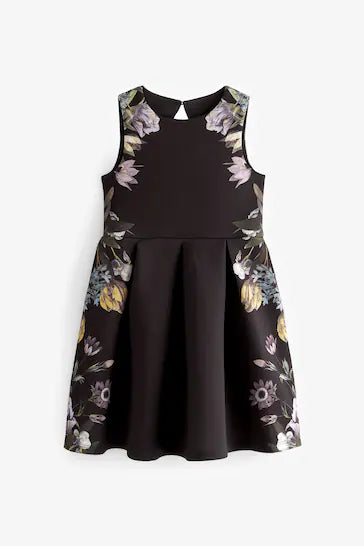 Girls black floral 2024 dress