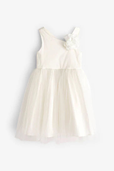 |Girl| Vestido De Dama De Honra Corsage Creme (3-16 anos)