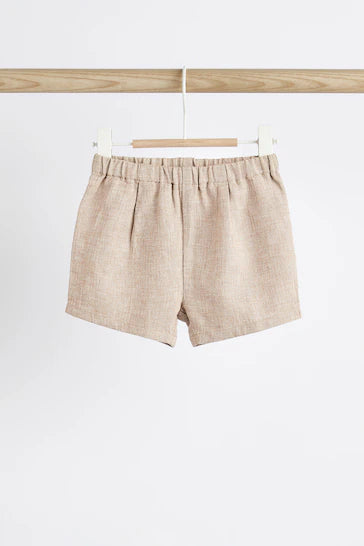 |BabyBoy| Pacote Com 2 Shorts De Mistura De Linho Para Bebê Cinza