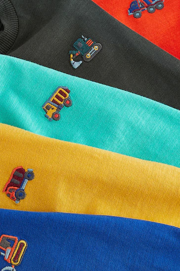 |Boy| Camisetas Simples De Manga Curta Vermelhas/Verdes, Pacote Com 5 (3 meses a 7 anos)