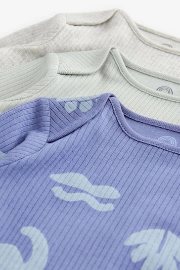 |Bebé| Azul - Pack de 3 monos de manga larga para bebé con displasia de cadera