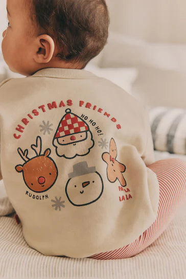 |Niña| Conjunto de leggings y sudadera para bebé Neutral Christmas (0 meses a 2 años)