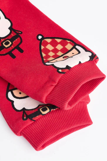 |Niña| Conjunto de jogging y sudadera acogedor para bebé navideño - Rojo Papá Noel (0 meses a 2 años)