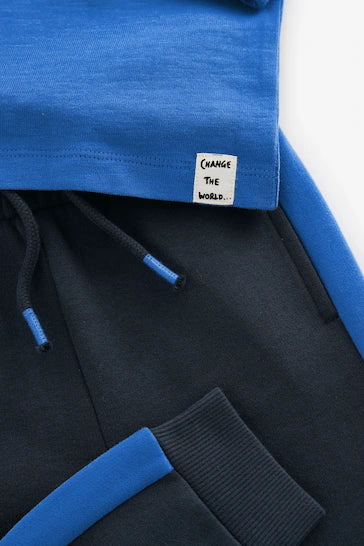 |Boy| Conjunto De Camiseta e Jogging 100% Algodão De Manga Comprida Com Toque Suave - azul marinho (3 meses a 7 anos)