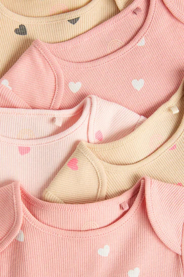 |BabyGirl| Body Rosa Bebê Manga Curta Pacote Com 5