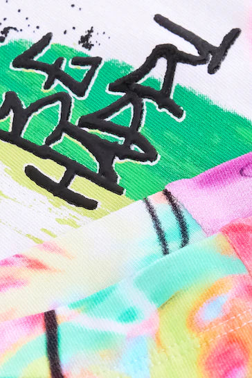 |Niña Grande| Conjunto de camiseta extragrande y culotte ciclista - Graffiti blanco (3-16 años)