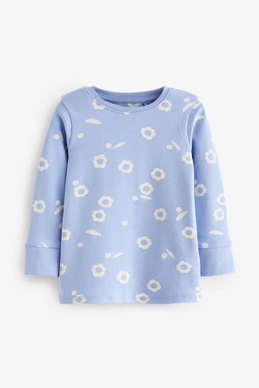 |BigGirl| Pacote De 3 Pijamas - Floral Azul (9 meses a 12 anos)