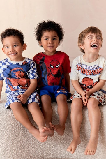 |BigBoy| Pacote De 3 Pijamas Curtos Do Homem-Aranha Vermelho/Marinho/Branco (12 meses - 10 anos)