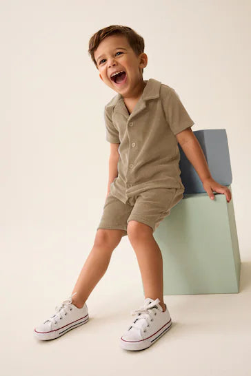 |Boy| Conjunto De Camisa e Shorts Atoalhados De Manga Curta - Bronzeado Neutro (3 meses - 7 anos)