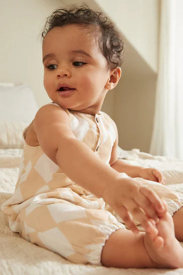 |BabyGirl| Macacão De Tecido Neutro Arlequim Para Bebê (0 meses a 2 anos)