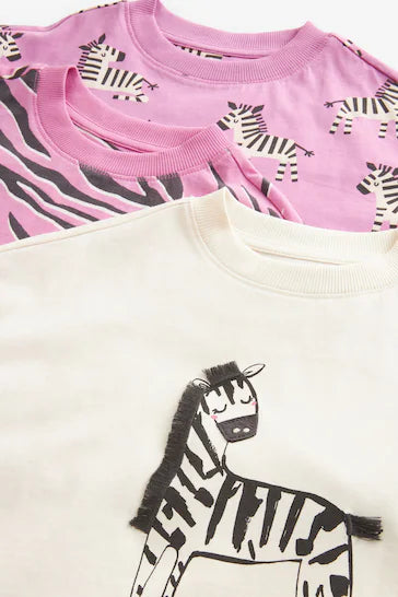 |BigGirl| Pacote De 3 Pijamas Joggers - Zebra Roxa (3 - 16 anos)