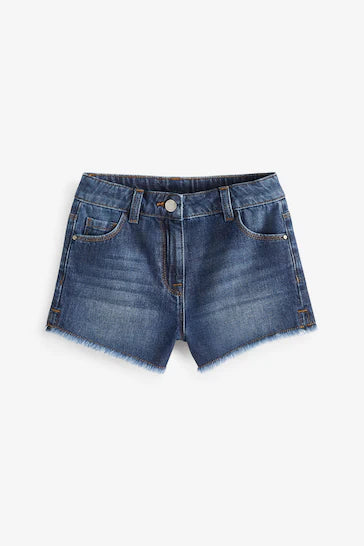 |BigGirl| Shorts Com Barra Desfiada - Dark Blue (3-16 anos)