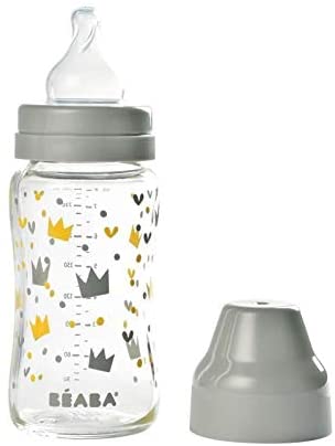 Beaba - Conjunto de 3 Mamadeiras de Vidro 240ml Cinza