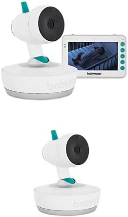 Babymoov Monitor de bebê de vídeo motorizado YOO Moov com câmera e visão noturna, retorno de 2 vias, zoom, panorâmica e inclinação remotas, luz noturna, indicador de temperatura