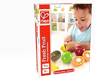 Hape - Fruta fresca - Comida de madera con cuchillo segura para niños