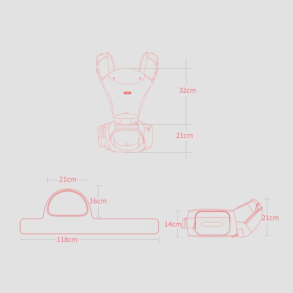 Bebamour - Canguru de Transporte de Bebê - 6 em 1 - 3 babadores - Dobrável - Grey