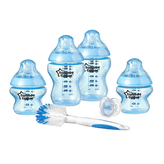 Tommee Tippee Closer to Nature Kit de 6 artículos: biberones, chupete y cepillo - Azul