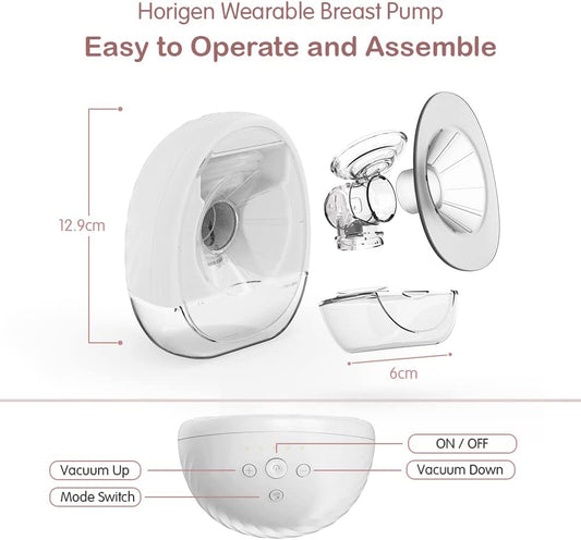 Horigen - Extractor de leche eléctrico portátil recargable (doble) - Blanco