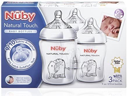 Nuby Natural Touch Mamadeiras Anti-Cólicas 3x 270ml
