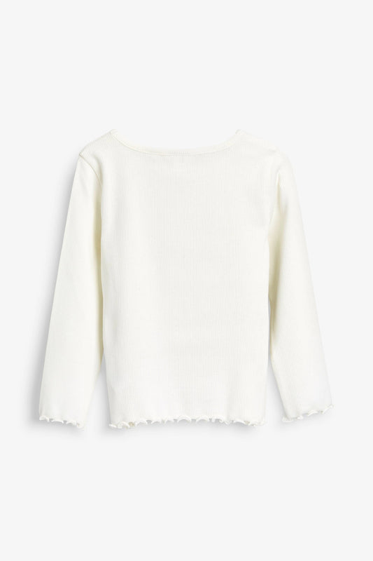 |Niña| Camisa de canalé - Blanco (3 meses-8 años)