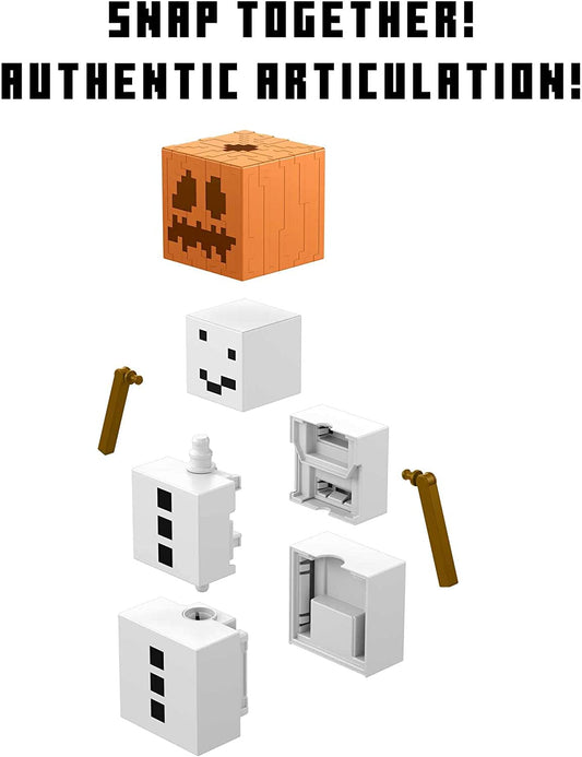 Minecraft Fusion Figures Craft-a-Figure Snow Golem - Personaje fácil de construir - Compatible con otras figuras - Tamaño grande - Regalo para niños a partir de 6 años - HDV54