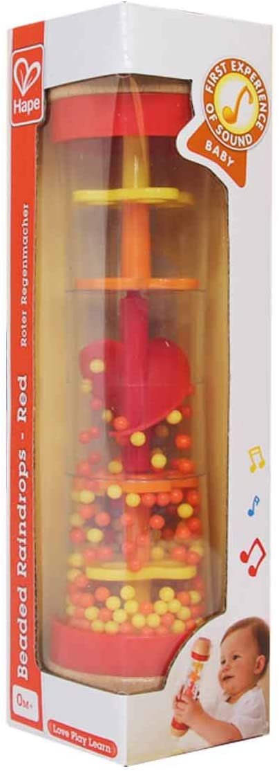 Hape - Gotas de lluvia con cuentas - Instrumento musical y sonajero - Rojo