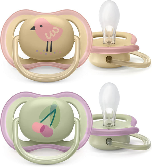Chupetes Philips Avent Ultra Air, paquete de 2, chupete sin BPA para bebés de 0 a 6 meses (modelo SCF085/13)