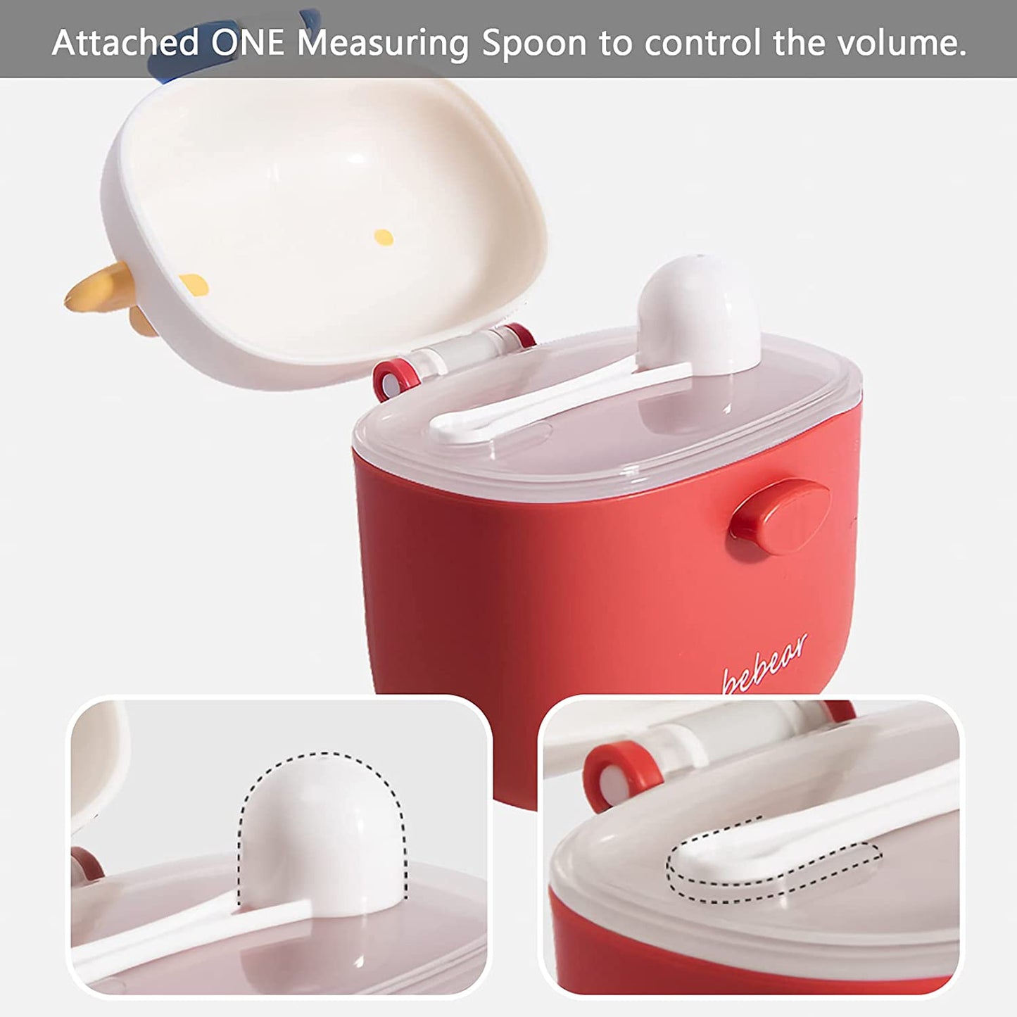 Bebamour - Recipiente de Leite em Pó Portátil Hermético c/ Colher e Nivelador 460ml - Verde