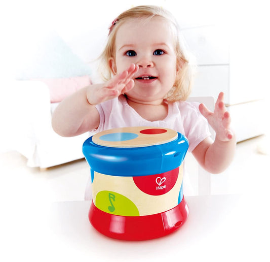 Hape - Tambor de bebé con ruedas y luz - Juguete musical de madera