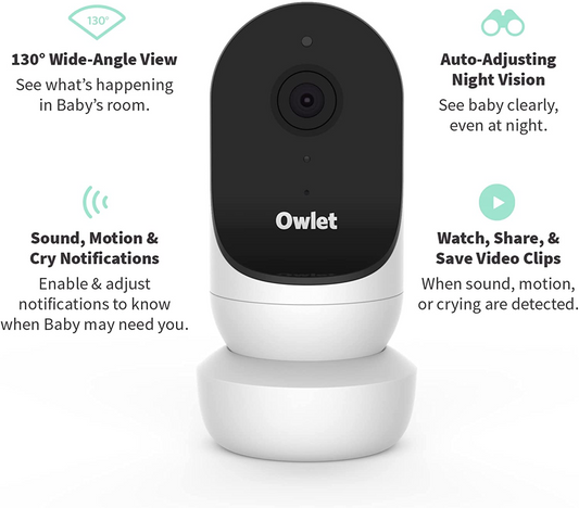 Owlet Monitor de bebê Cam 2 com câmera e áudio - Vídeo HD - Visão noturna - Compatível com iOS e Android