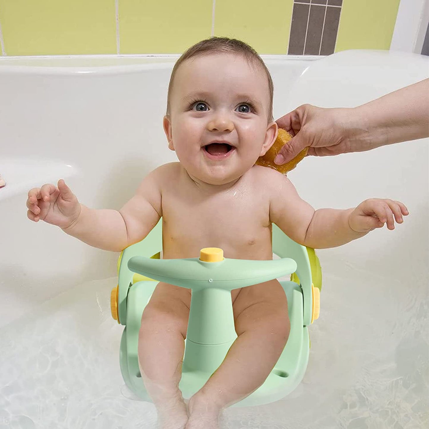 Bebamour - Assento de Banho com Base de Ventosa Reclinável de 3 Posições - (6-18 meses) - Azul