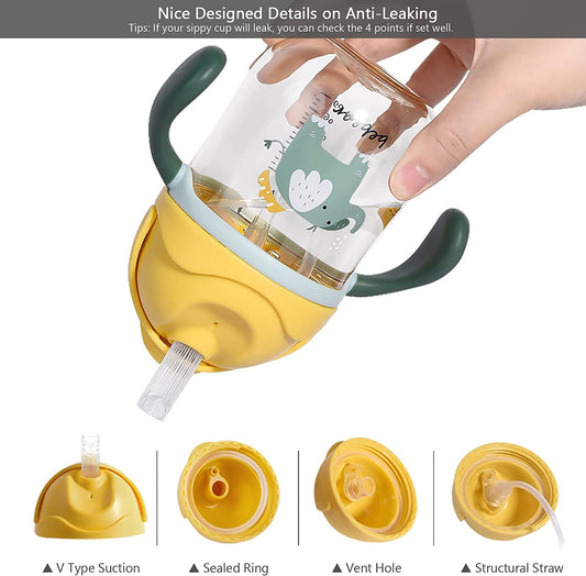 Bebamour - Copo Anti-derramamento + Copo de Fluxo Lento Elefante - 240ml - Amarelo
