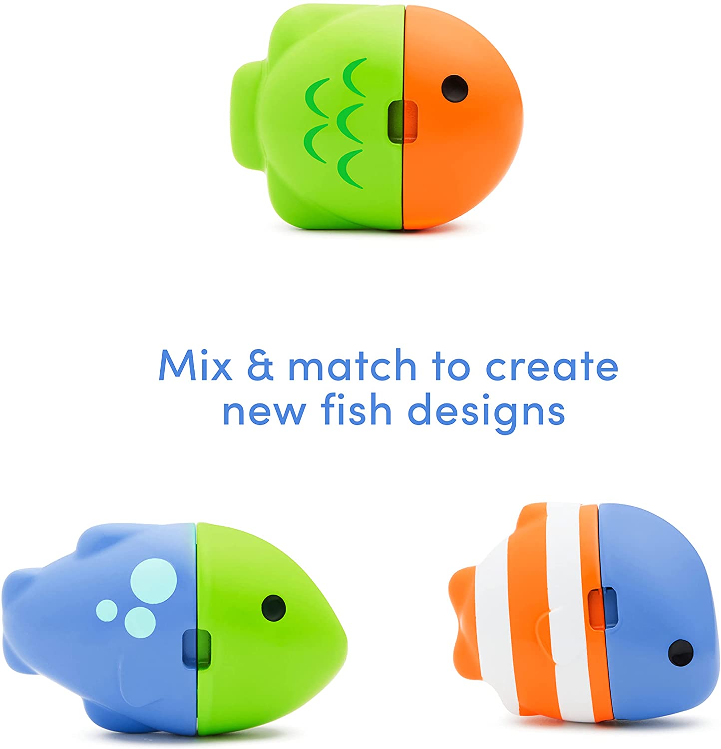 Conjunto de presente de brinquedo de banho musical Munchkin Bath Beats, 4 unidades (pacote de 1) e peixe de mistura de cores, brinquedo de banho que muda de cor