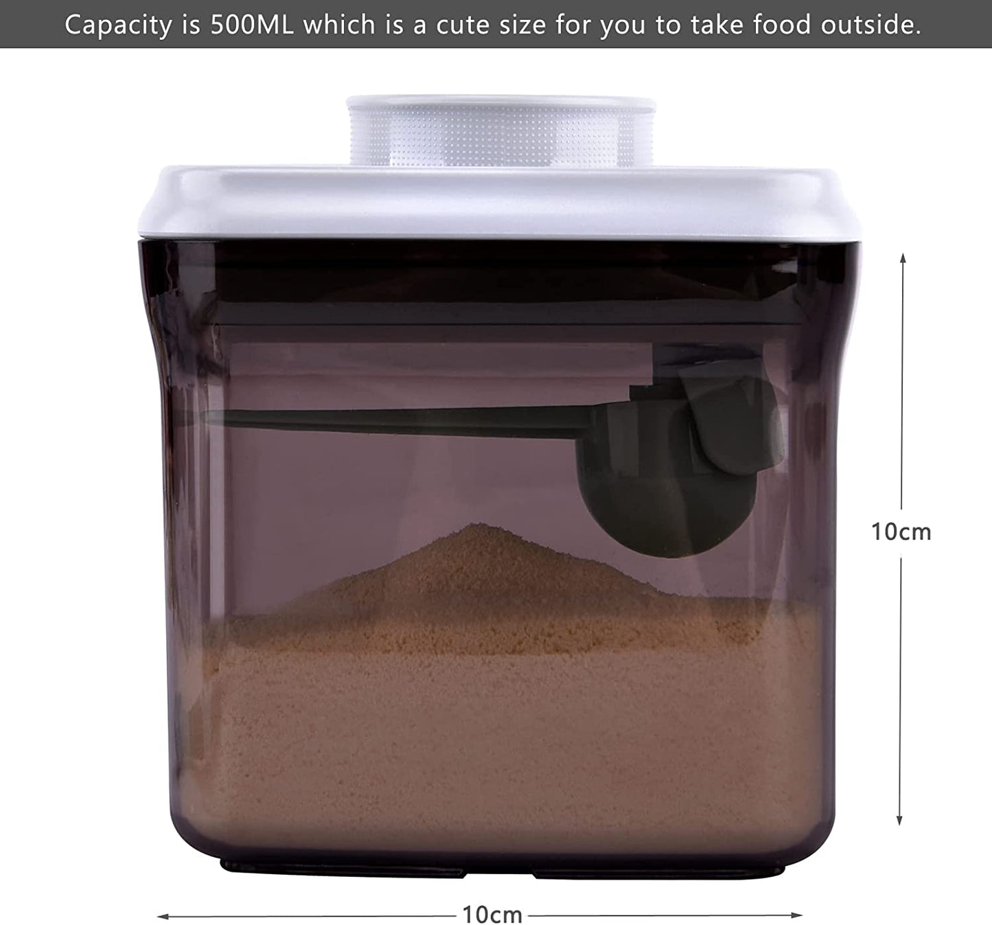 Bebamour - Recipiente de Leite em Pó Portátil Hermético c/ Colher e Nivelador 460ml - Brown/Marrom