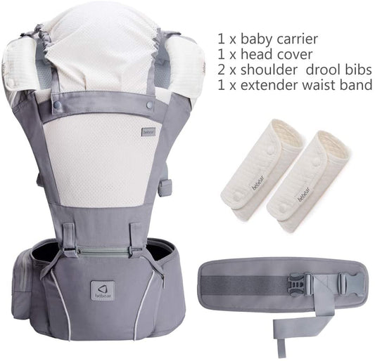 Mochila Porta Bebé Bebamour 0-36 Meses - Gris Claro