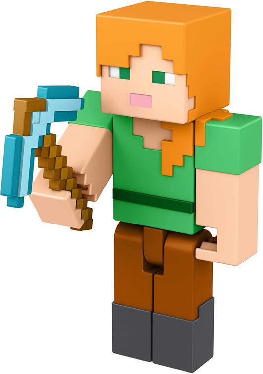 Minecraft Alex Build-A-Portal Figura– colecionável Figura e peça Build-A-Portal – Articulações móveis – 1 acessório – 3,25 pol. de altura – Presente para crianças com mais de 6 anos – HFC34