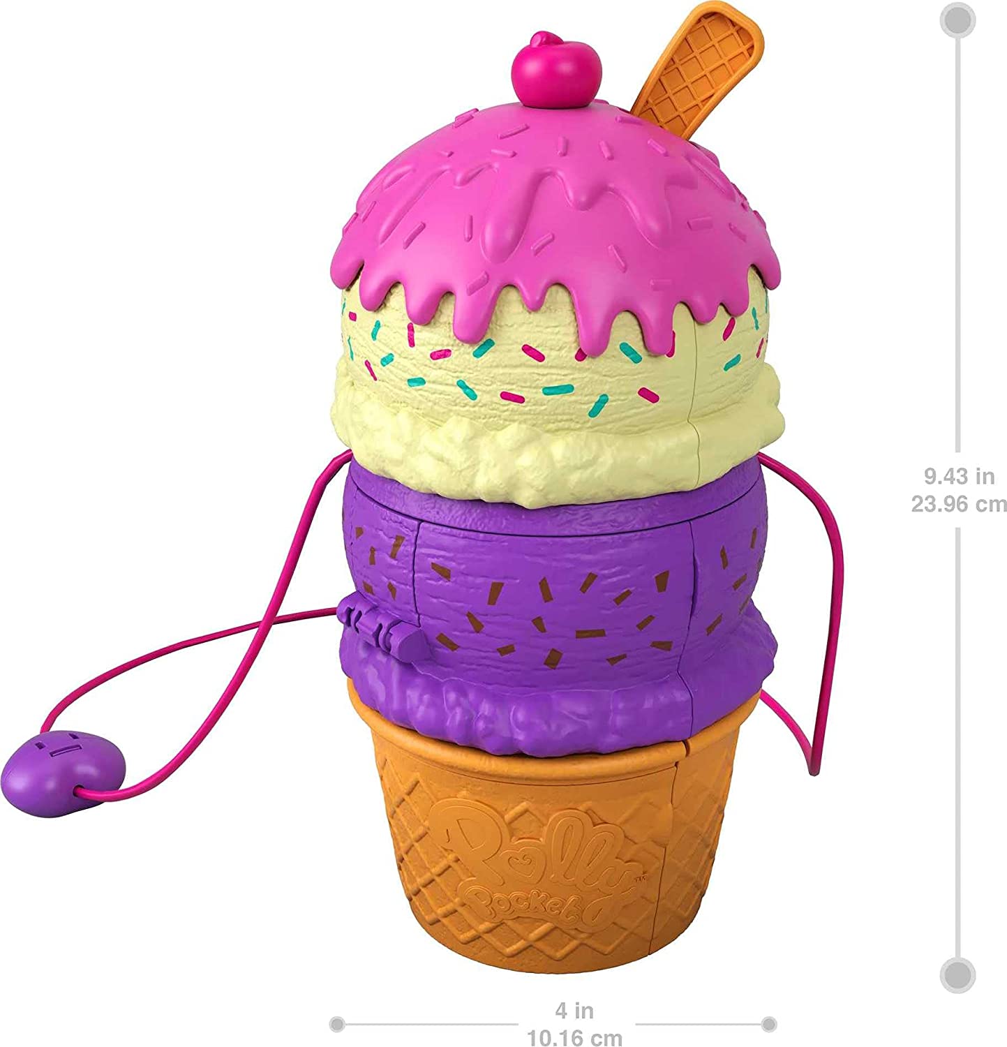 Polly Pocket - Conjunto de jogos e acessórios compacto sorvete