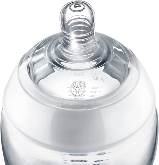 Tommee Tippee y Nuby - Biberón anticólicos - 260 ml con Chupetes de Ortodoncia - Kit 3 piezas - 0-6 meses - Azul