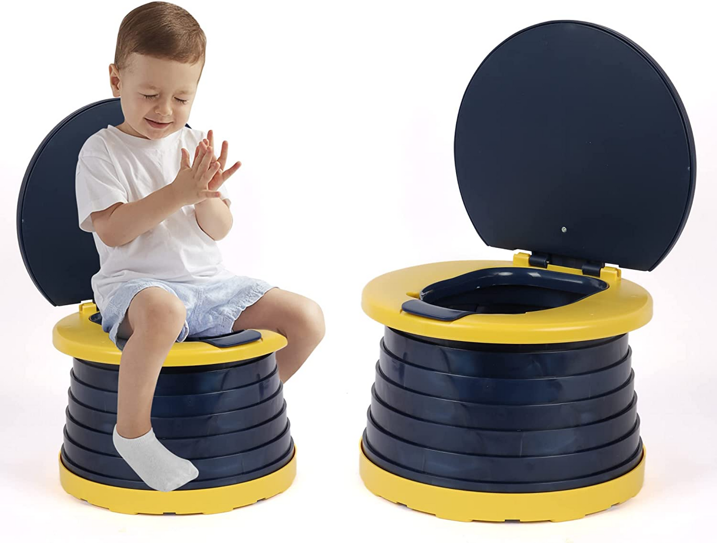 Penico de viagem, penico para transporte, cadeira higiênica dobrável para crianças, penico portátil para viagem 2 em 1, penico para treinamento, penico de viagem para bebês (rosa)