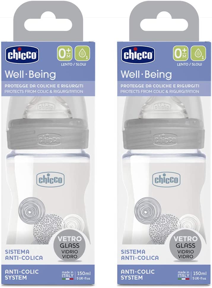 Chicco Biberones de Vidrio Bem-Estar - Kit con 4 artículos