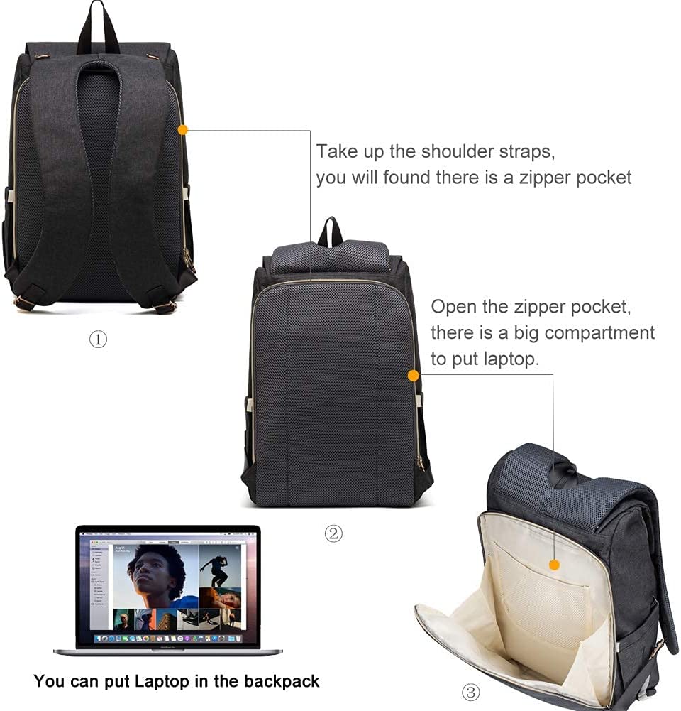 Bebamour - Mochila Escolar para Laptop Clássica à Prova D'água - Cinza Escuro