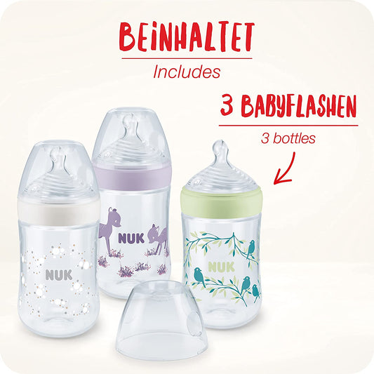 NUK Nature Sense Kit 3 Mamadeiras 260 ml (com controle de temperatura)