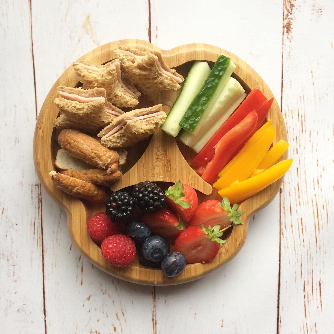 bamboo bamboo Placa de Bambu para Bebês – Crianças e Crianças com Ventosa para Bebês | Não Tóxico | Legal ao toque | Ideal para Baby-Led Weaning (Divisor, Rosa)