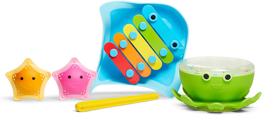 Munchkin Bath Beats Juego de regalo de juguetes de baño musicales, paquete de 4 (paquete de 1)