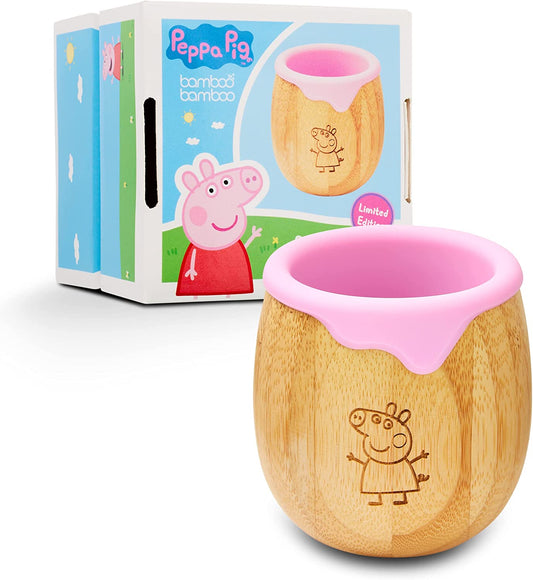 Peppa Pig X bambú bambú ® Plato de Bambú con Ventosa Infantil y Bebé para Bebé | No tóxico | Fresco al tacto | Ideal para Baby-Led Weaning (Copa Peppa)