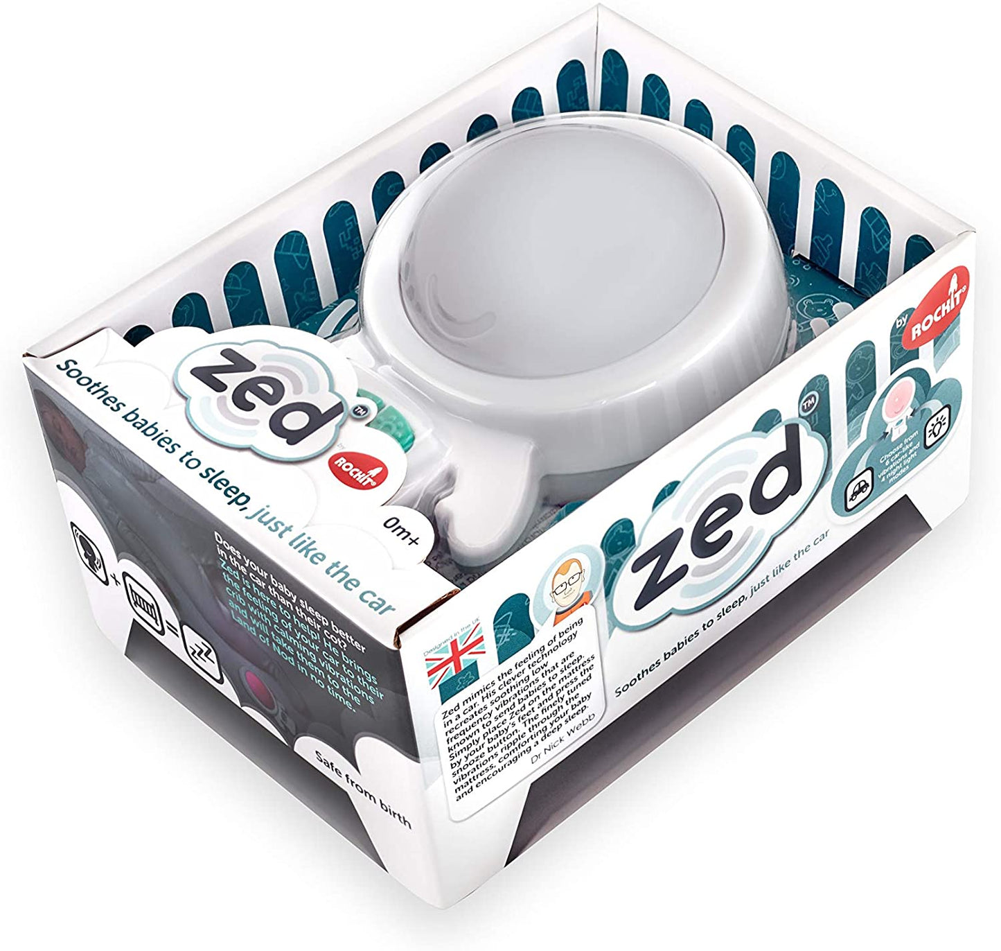 Zed by Rockit: Ajuda bebês dormirem com vibrações calmantes e luz noturna para berços.