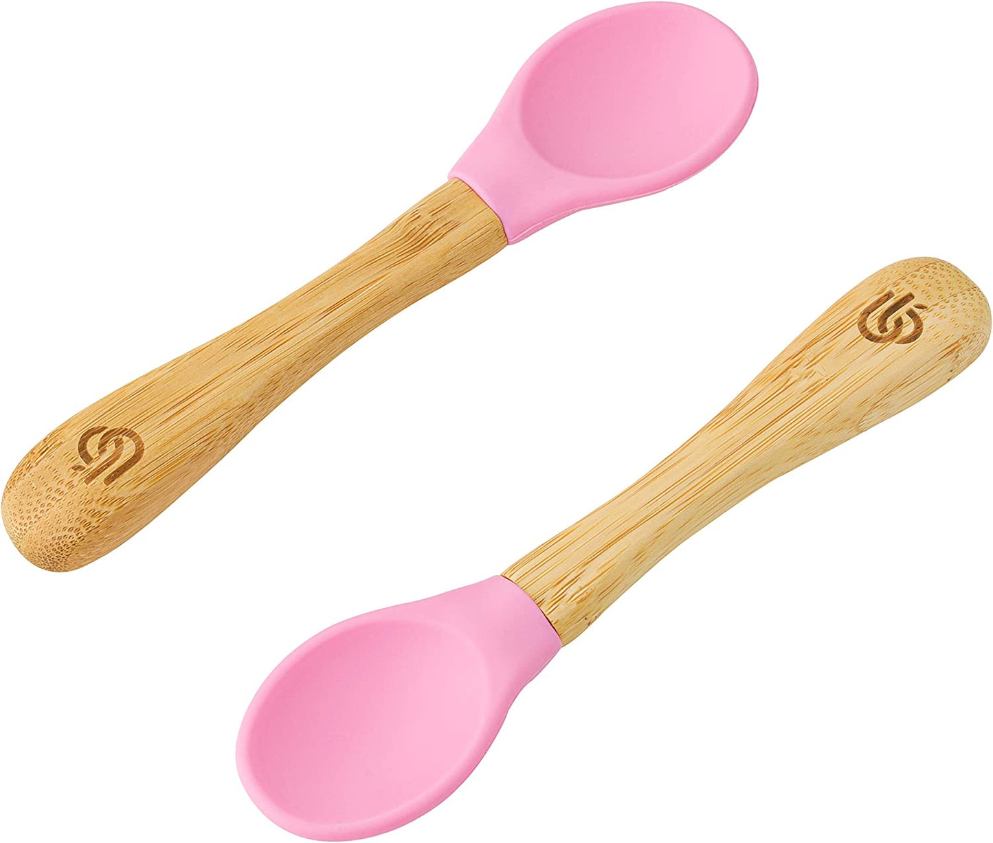 bamboo bamboo Colheres de Bambu com Pontas de Silicone Curvas e Macias (conjunto de 2, rosa)