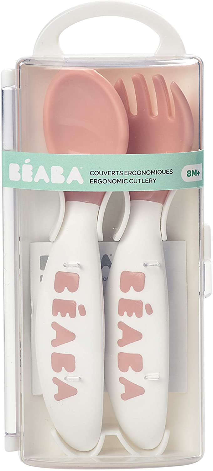 Conjunto Beaba de garfo e colher para treinamento da 2ª idade - Nude