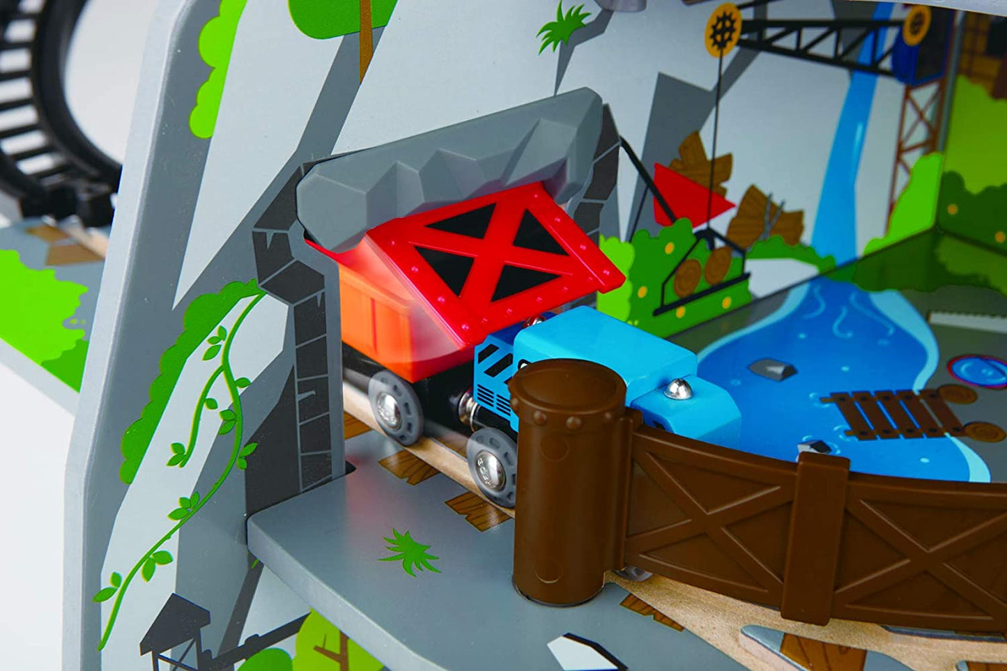 Hape - Conjunto de trem de madeira da montanha poderosa