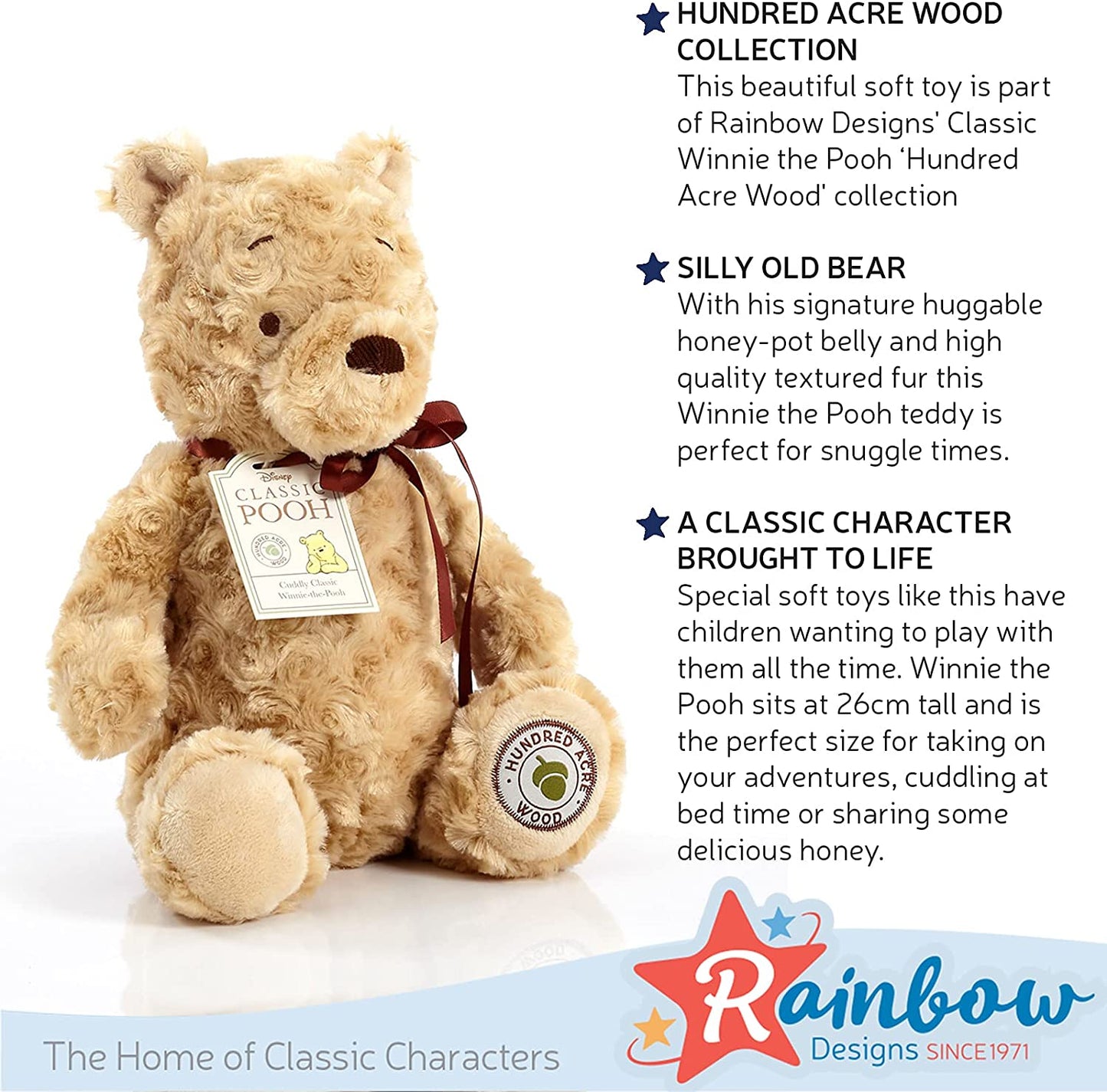Rainbow Designs - Ursinho Pooh clássico brinquedo macio